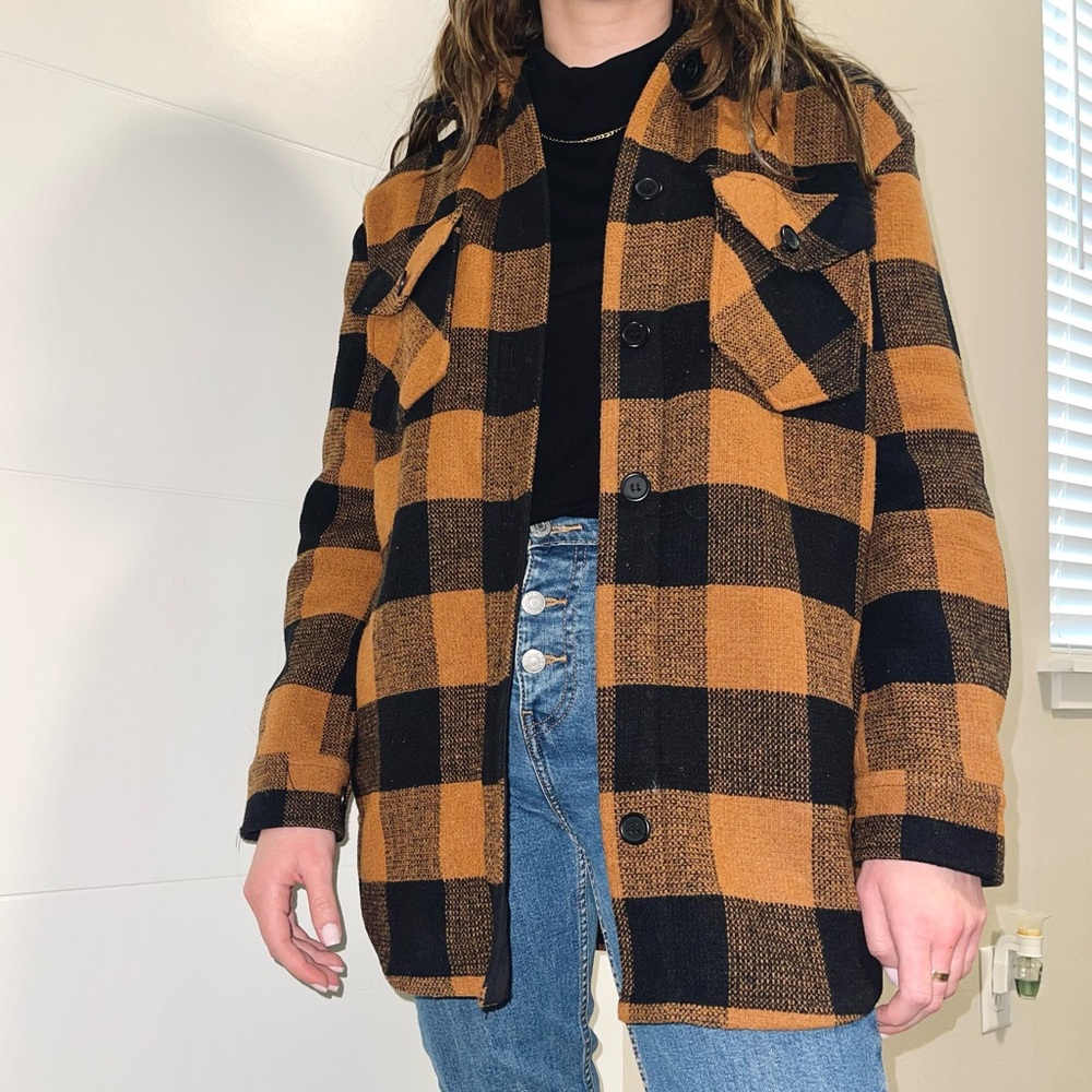 Plaid wool flannel jacket